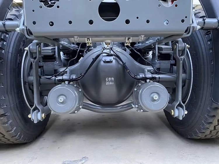 Kales Vehicle refurbished HC16 rear axles and heavy-duty suspension on Sinotruk HOWO 6x4 truck.