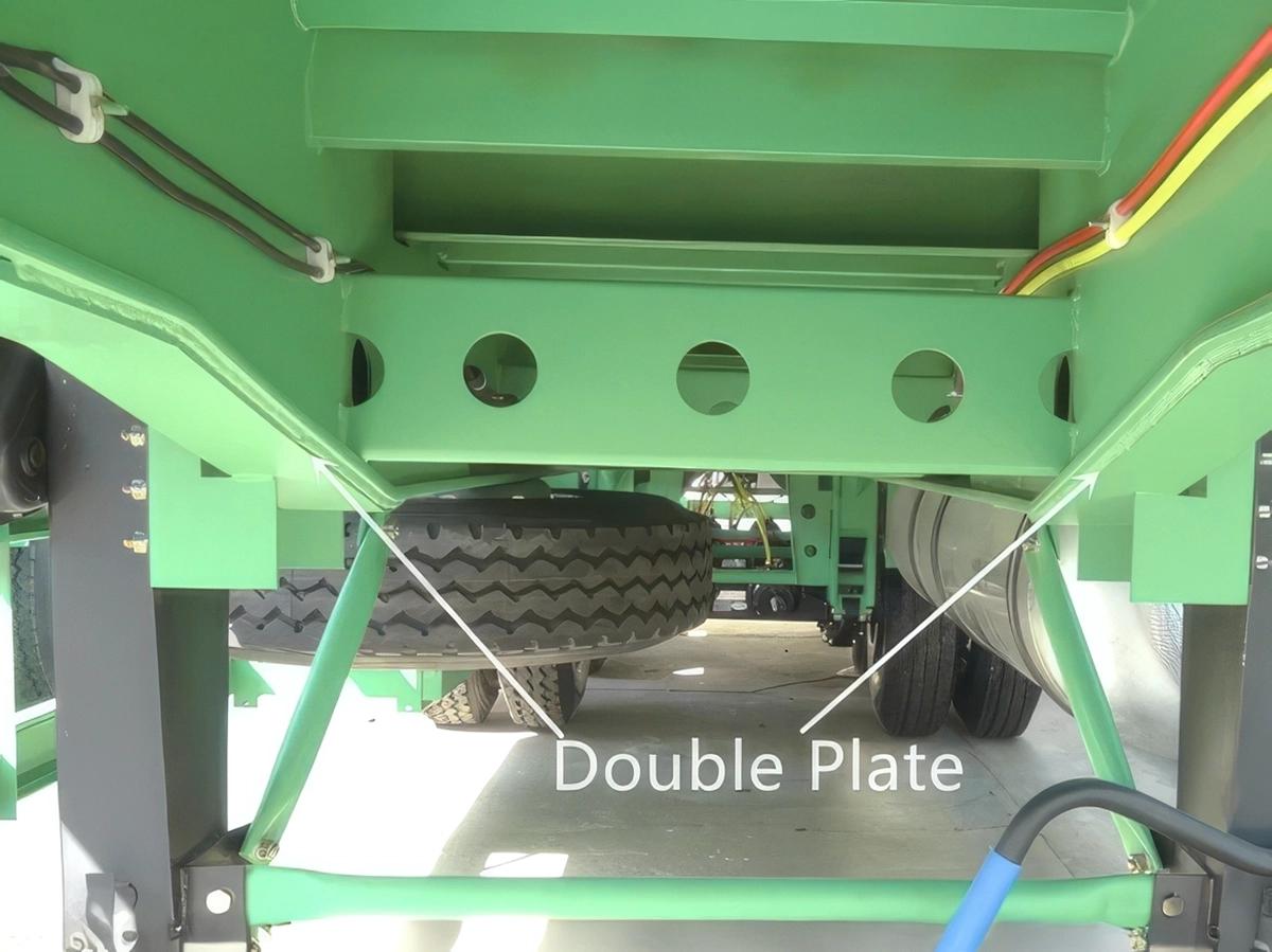 Reinforced gooseneck I-beam structure with double-layer steel plate on Kales 40ft Flatbed Semi-Trailer.