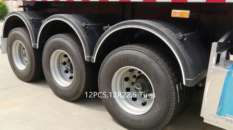 Set of 12 units 12R22.5 heavy-duty tires on Kales 35m³ Dump Semi-Trailer.