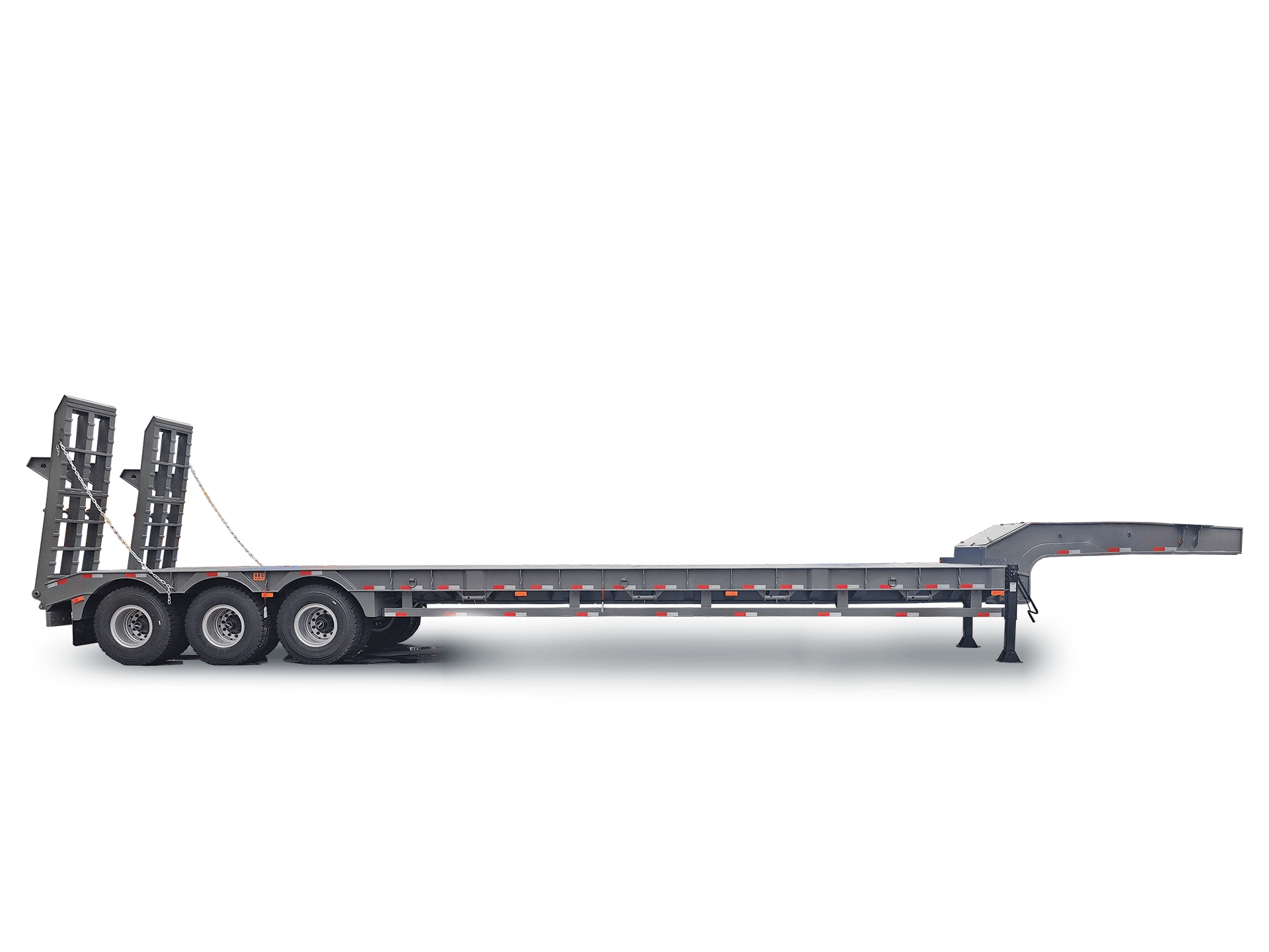 80-Ton Lowbed Semi Trailer – Heavy-Duty 3-Axle Lowboy for Excavator, Mining & Wind Equipment Transport