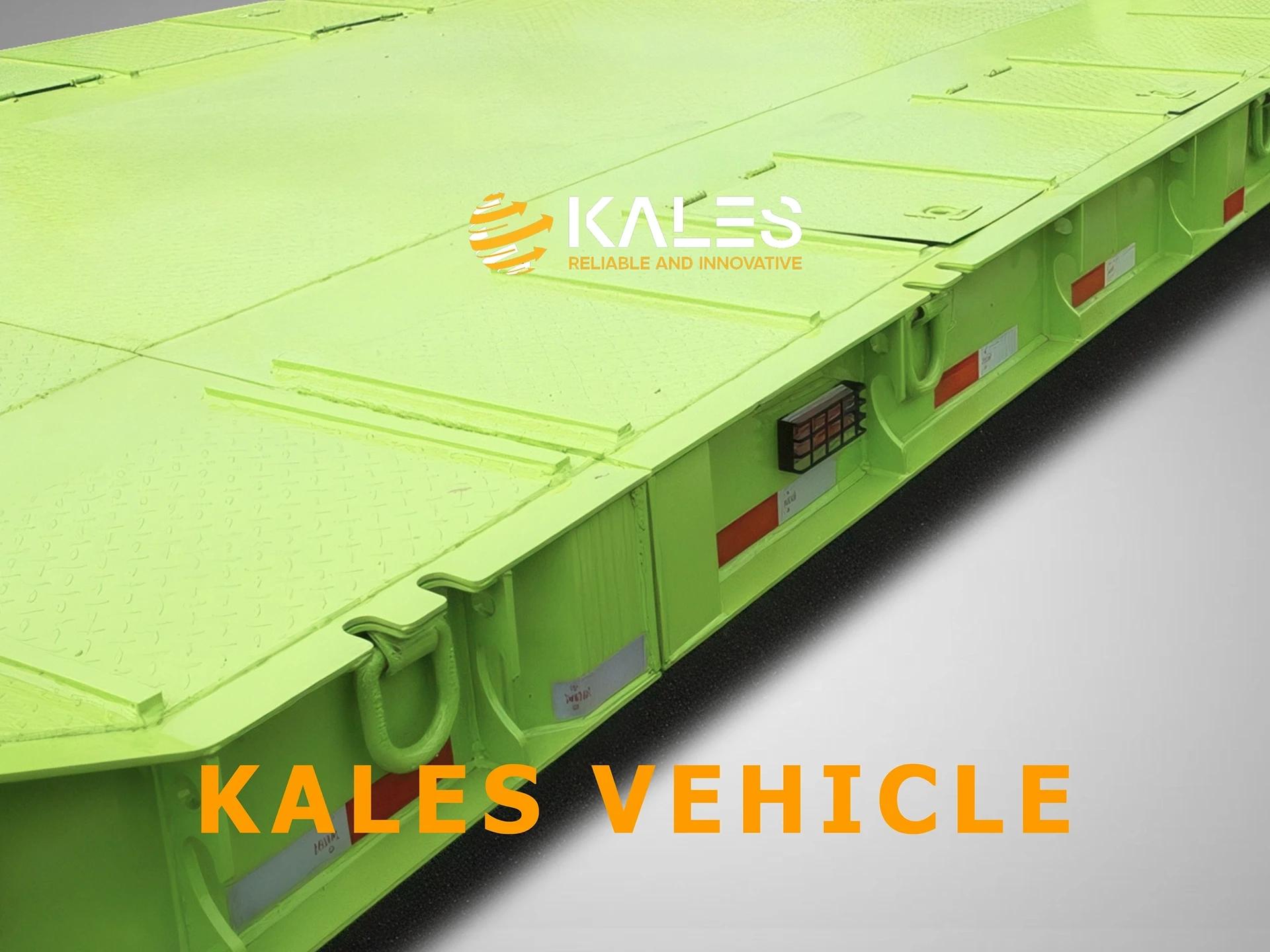 High-strength steel cargo platform deck details of the 2-line-4-axle telescopic low bed trailer.