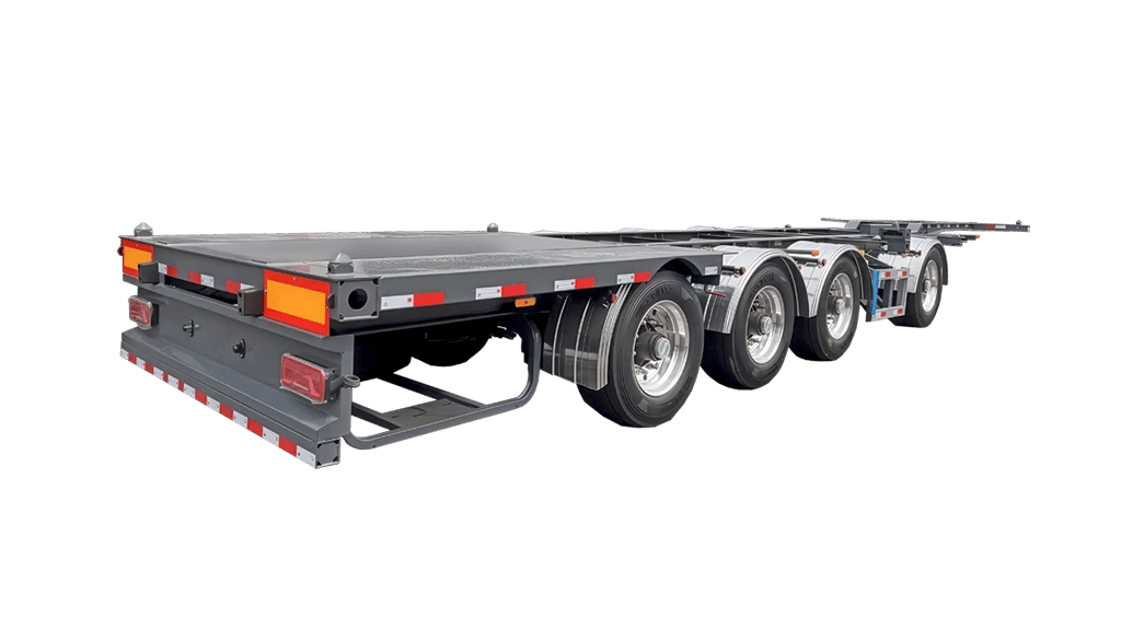 Full view of Kales 12m skeletal trailer meeting European safety and quality standards