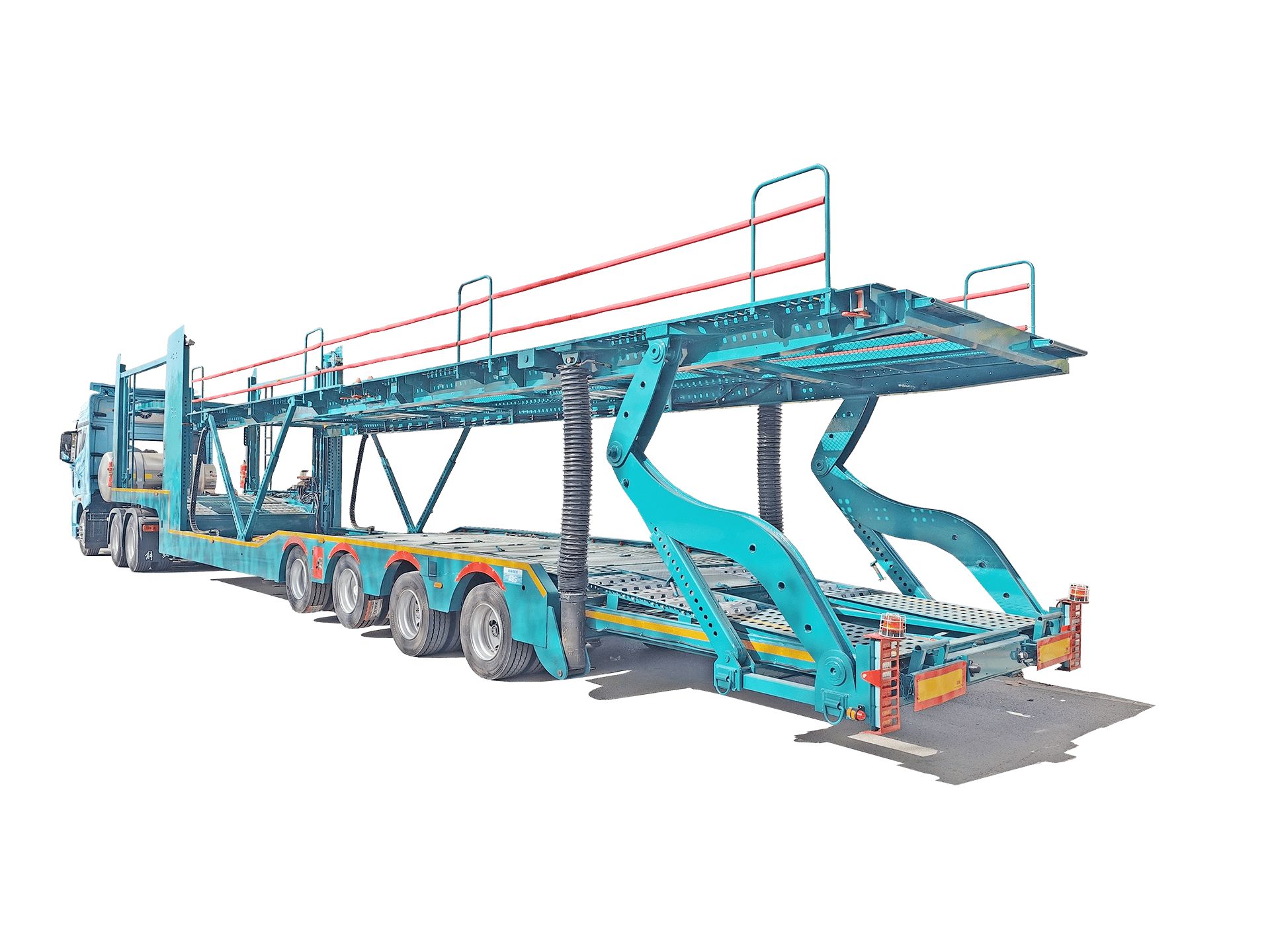 Kales 4-Axle Hydraulic Folding Arm Car Carrier Semi Trailer featured view for efficient vehicle transport.