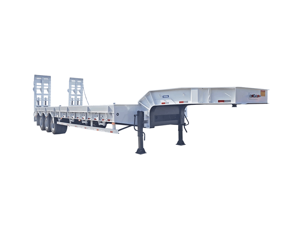 Kales 80 ton 3-axle flat deck lowbed trailer front 45-degree view