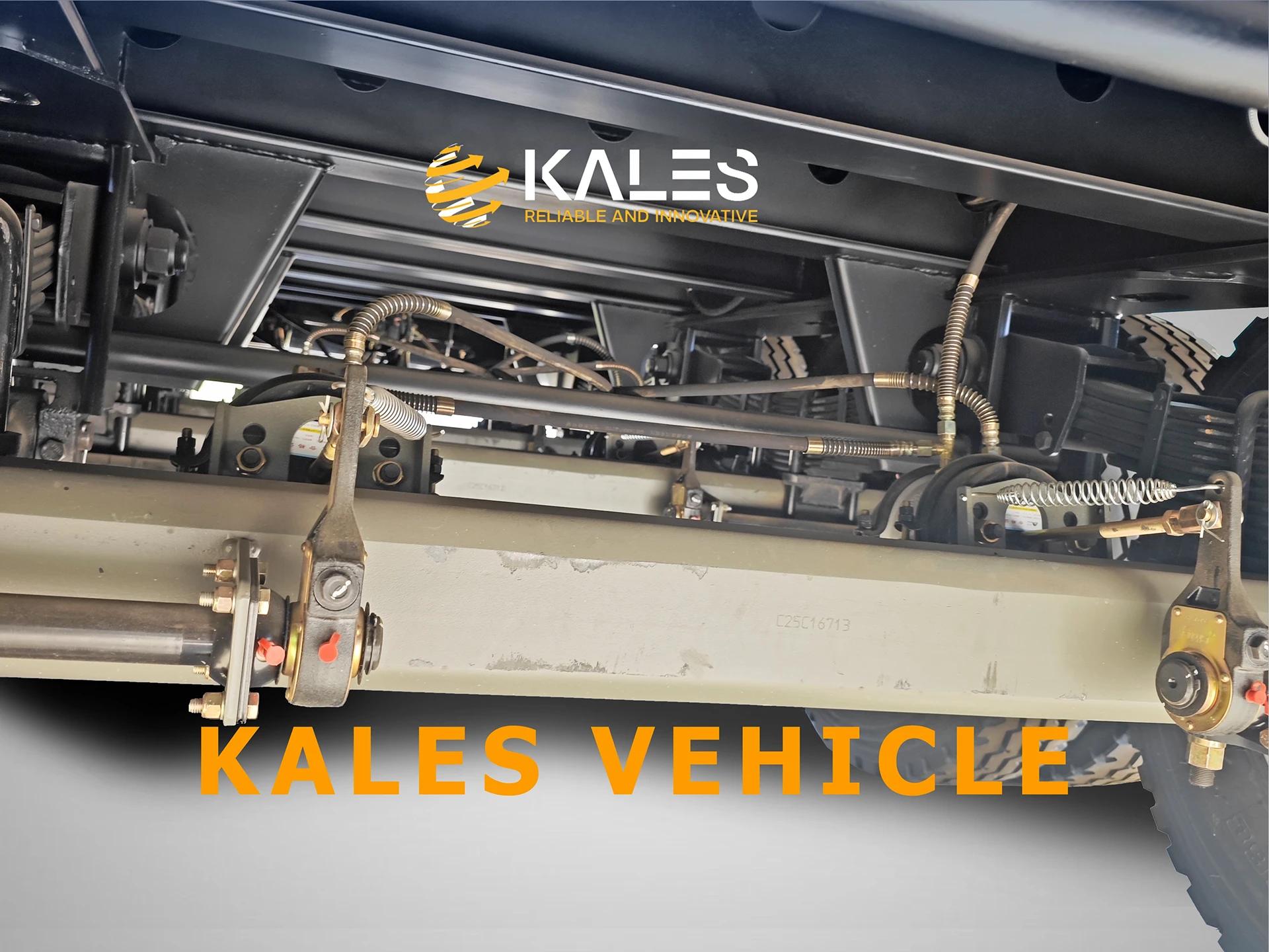 Heavy-duty axles and thickened leaf springs on Kales 3-axle 80 ton lowbed