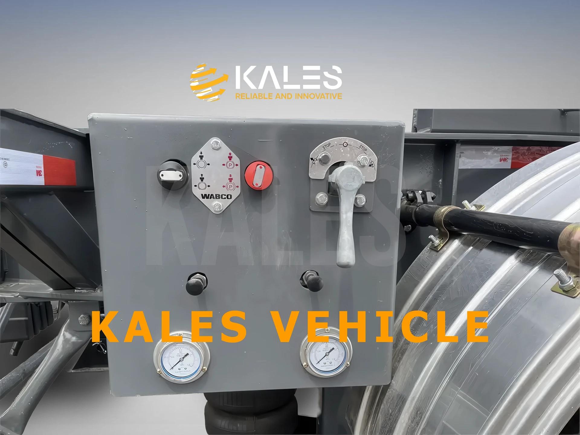 Close-up view of the genuine WABCO air suspension control valve installed on the Kales trailer chassis.