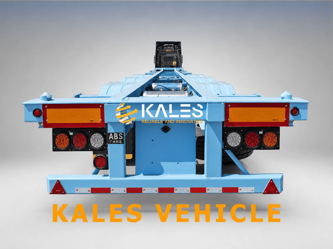 Rear view of cold-chain trailer with LED lights and safety guard