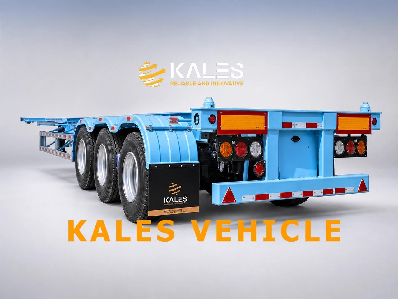 Rear angle full view of 40ft refrigerated container trailer with powder coating