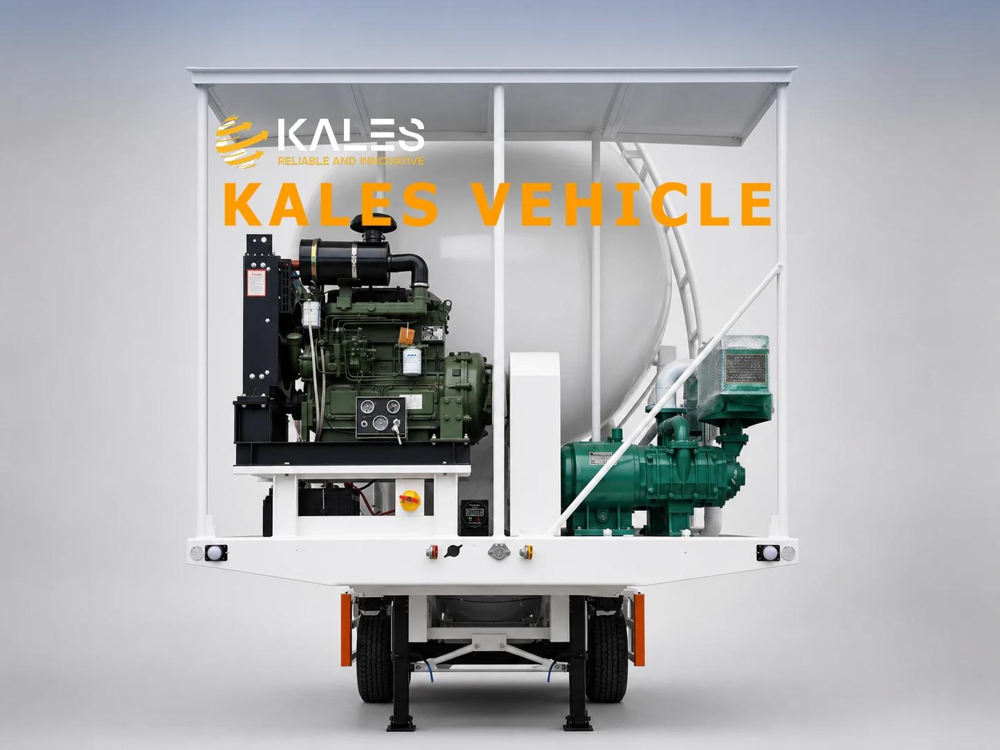 Bulk cement tanker front diesel engine and air compressor package