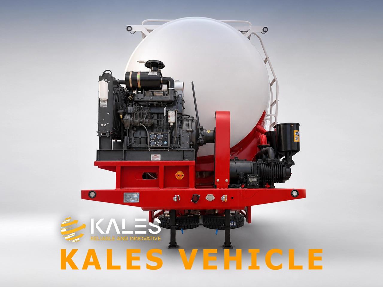 Kales cement tanker front view with diesel engine and twin-cylinder air compressor