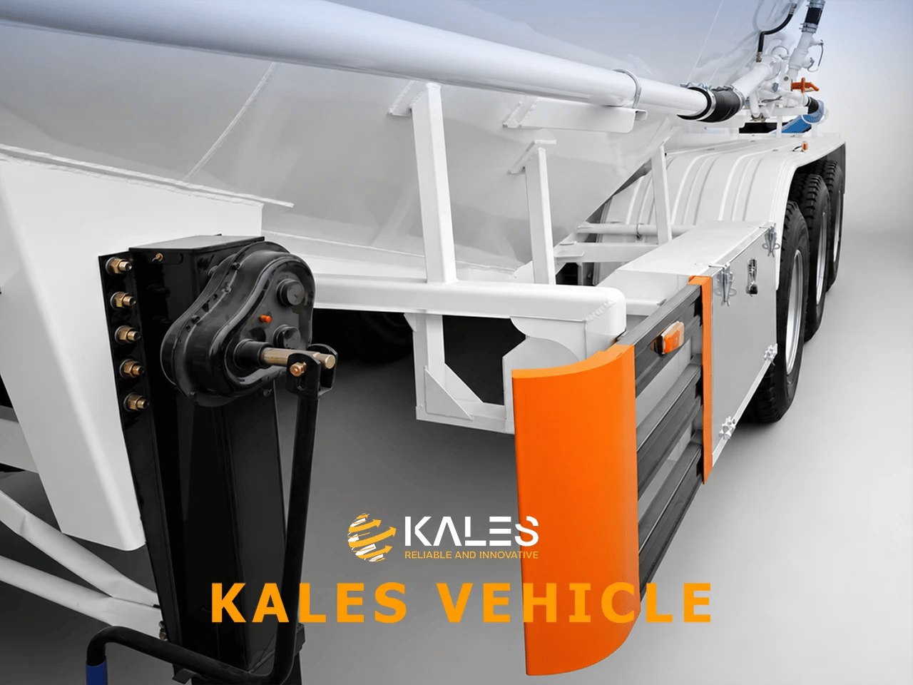 Bulk cement trailer heavy-duty landing gear close-up