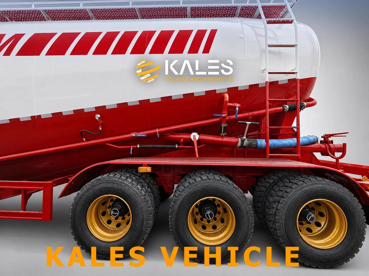 Kales bulk cement trailer suspension with steel wheels and dual tyres