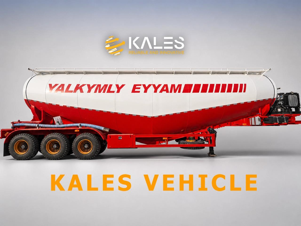 Kales cement bulker side view with streamlined tank and optimized pneumatic piping