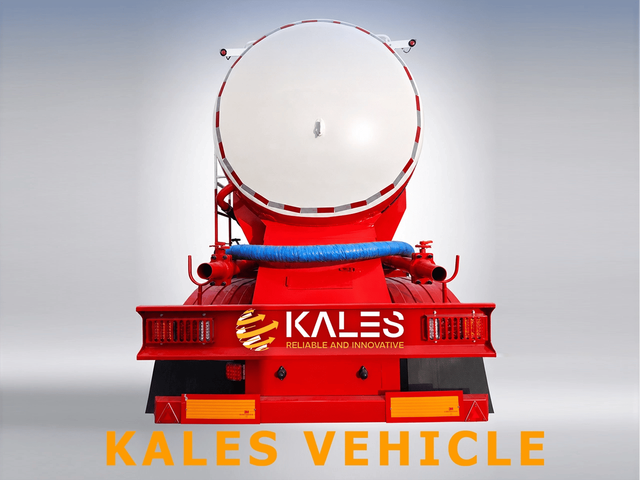 Kales pneumatic cement trailer rear view with LED lights and rear protection