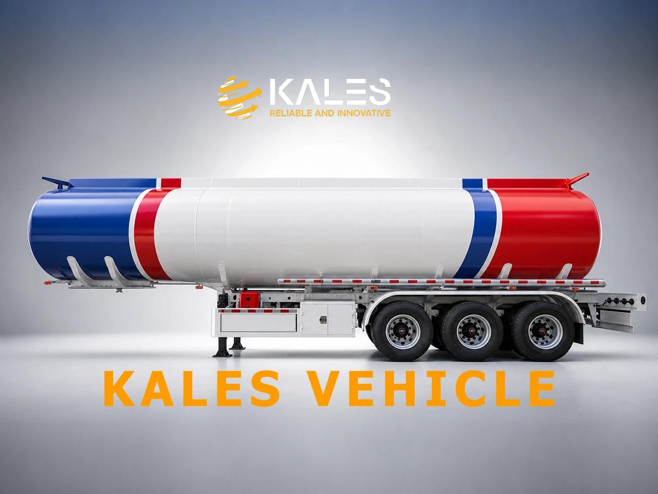 Side view of a tri-axle oil tanker trailer with mechanical suspension and gooseneck