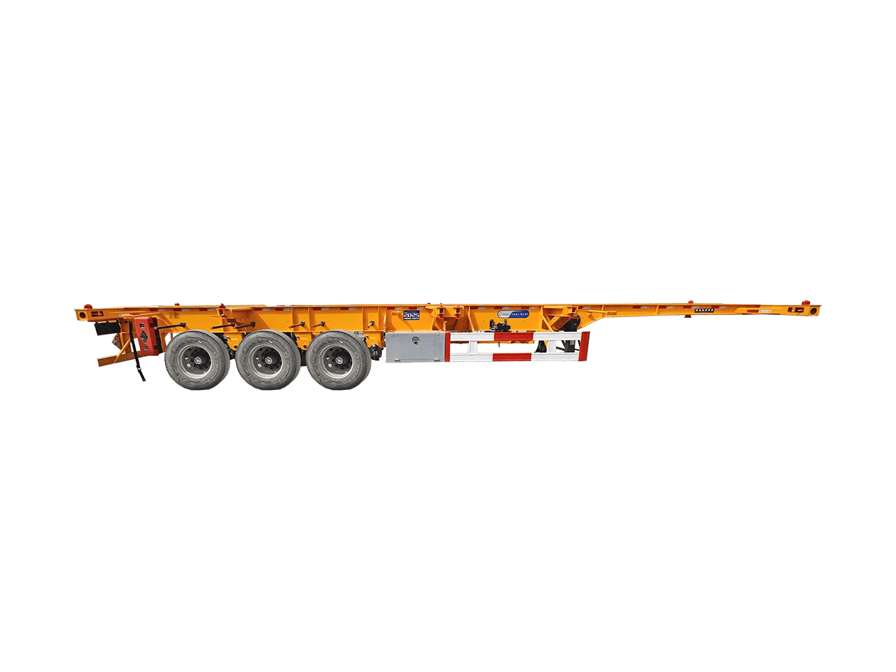 Kales hazmat container trailer for East Africa shown with an ISO tank container