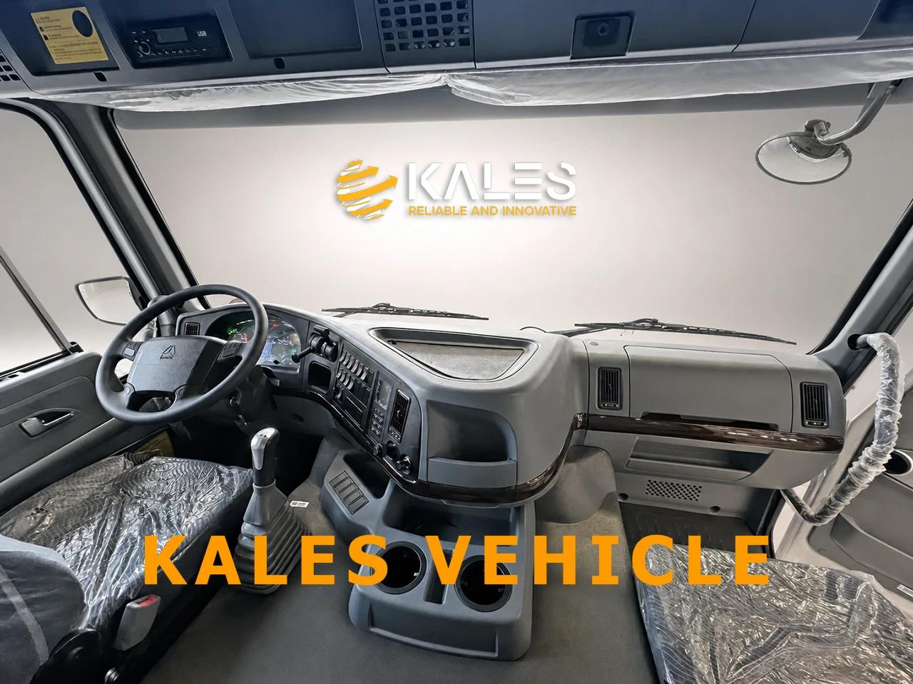 Kales refurbished cabin interior with clean dashboard and renewed sleeper berth on HOWO 371 truck.