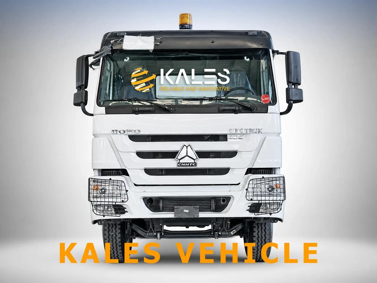 Front view of Kales refurbished Sinotruk HOWO 371 6x4 tractor head showing cabin and bumper.