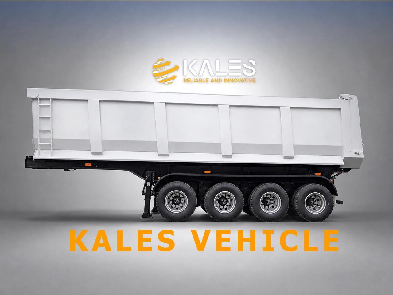 U-shape NM500 steel dump body side view on a Kales 4 axle tipper trailer