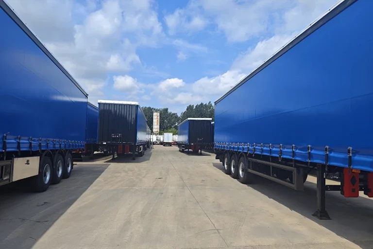 Rows of dryvan semi-trailers parked at the kales plant
