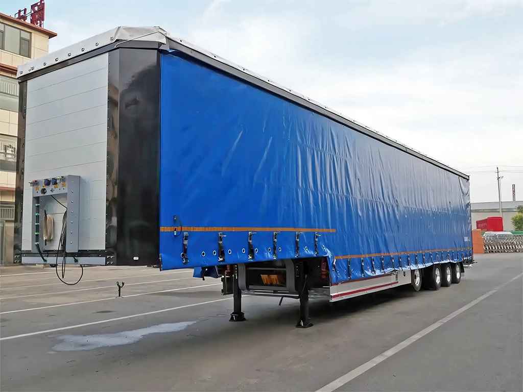Kales 55 Ft Curtainside semi-trailer 16M dryvan transport trailer sell at low prices