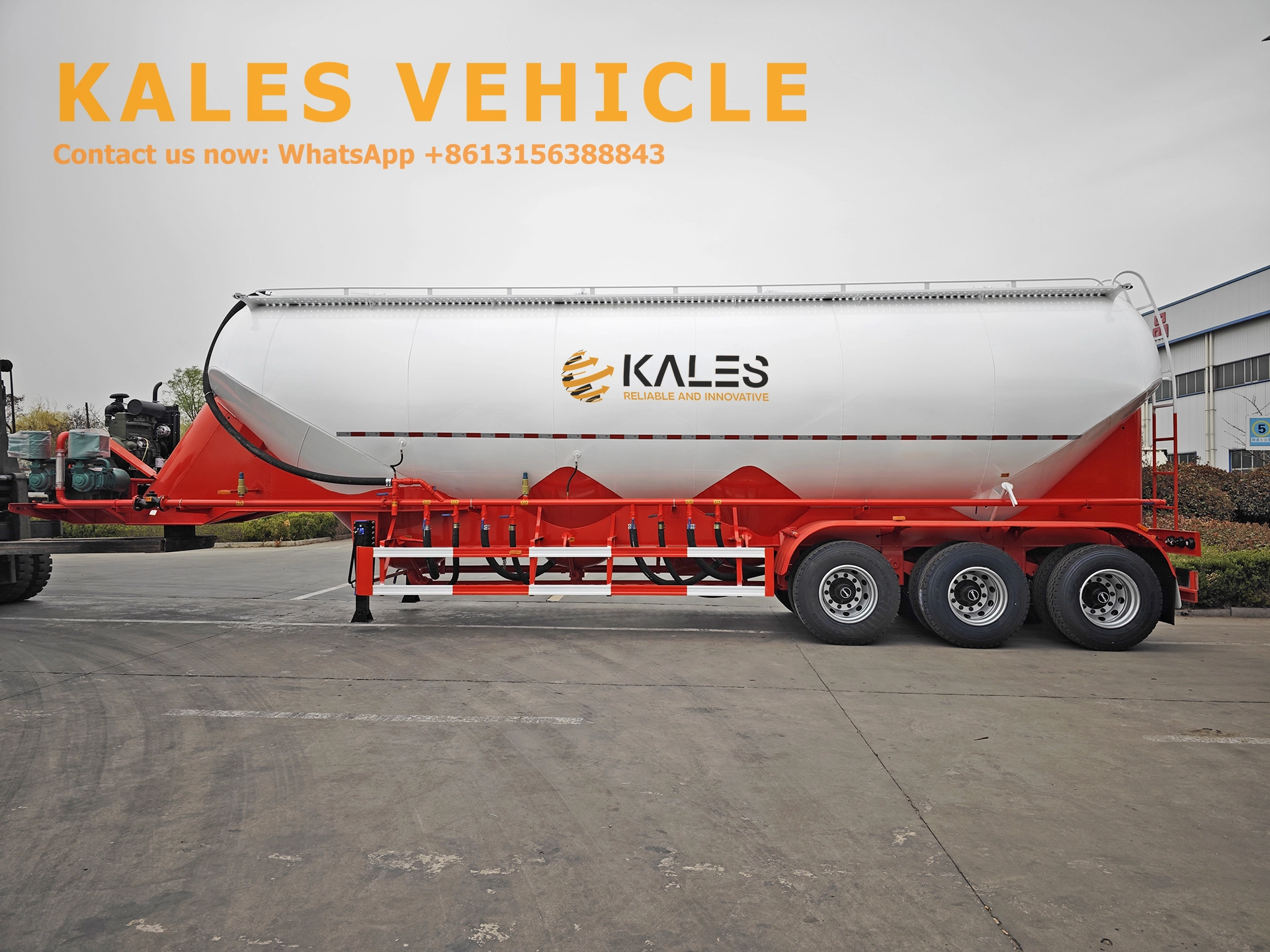 4-Compartment 58m³ Powder Tanker trailer 58CBM Bulk Powder Transport trailer for sale