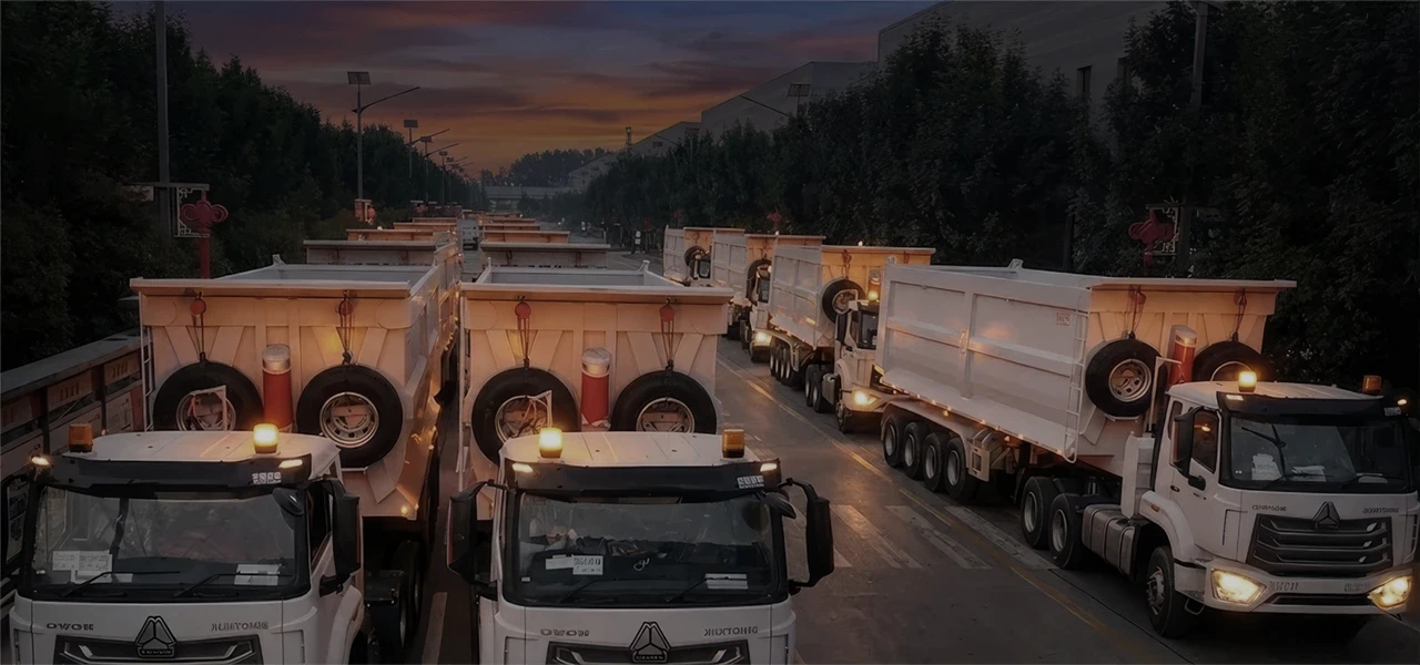 Kales heavy-duty 80-ton dump semi trailer ready for export to Nigeria, featuring a reinforced steel chassis designed for mining and construction transport.