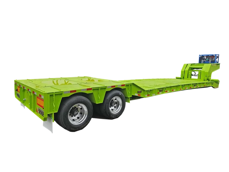Kales 2-line-4-axle detachable gooseneck low bed semi-trailer with telescopic beam designed for oversized cargo transport.