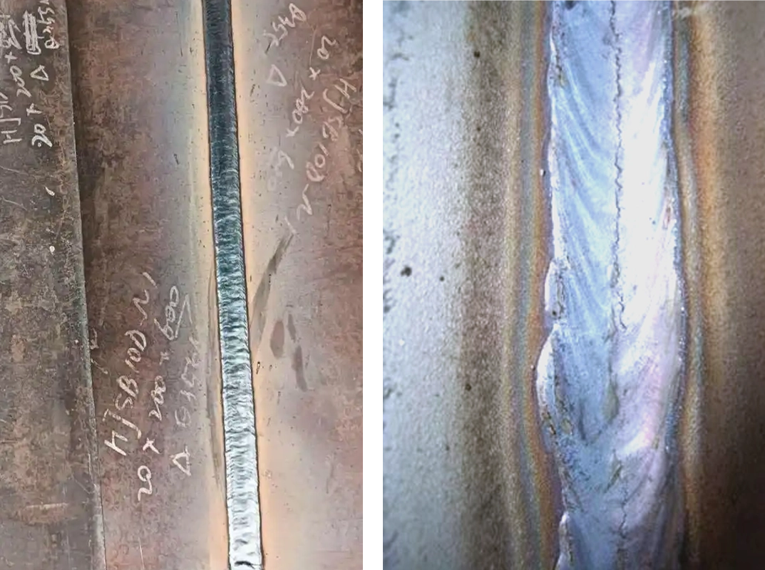 The Ultimate 2025 Guide to Semi-Trailer Material Selection 2 Microscopic comparison of Healthy Weld vs. Cold Crack in High Tensile Steel