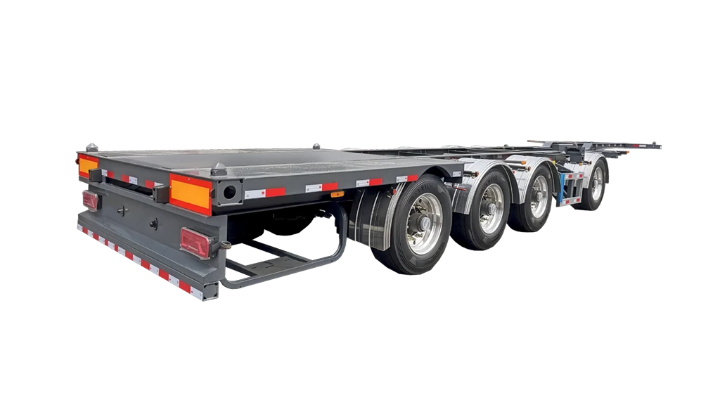 Full view of Kales 12m skeletal trailer meeting European safety and quality standards