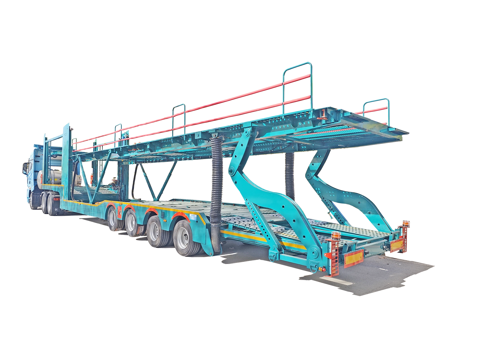 Kales 4-Axle Hydraulic Folding Arm Car Carrier Semi Trailer featured view for efficient vehicle transport.