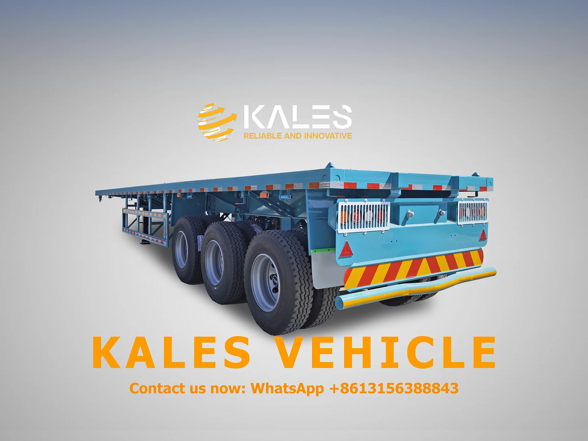 Kales 3-Axle 40ft Flatbed Trailer: The Reliable 40-50 Ton Workhorse for African Logistics 2 Rear three-quarter view of Kales 3-axle 40ft flatbed trailer built for 40–50 ton loads on tough African roads.