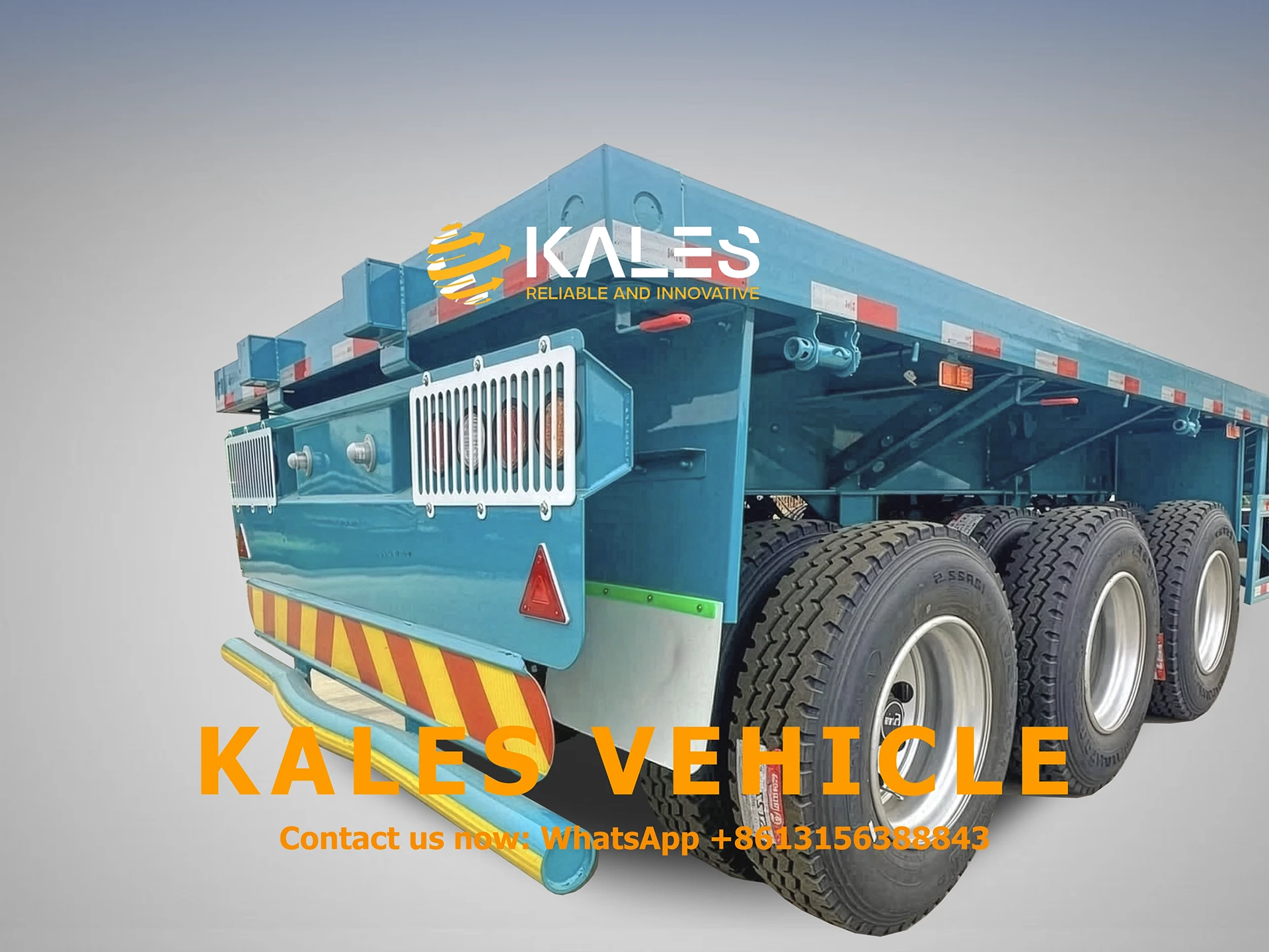 Kales 3-Axle 40ft Flatbed Trailer: The Reliable 40-50 Ton Workhorse for African Logistics 6 Rear close-up of Kale's 40ft flatbed trailer showing underride guard and dense steel crossmembers.