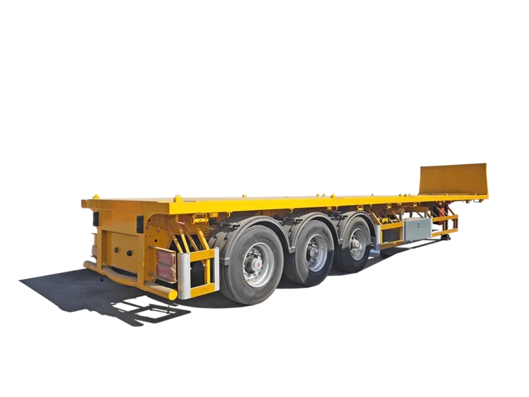 Kales Tri-axle 45ft Flatbed Semi Trailer for logistics and container transport, side view