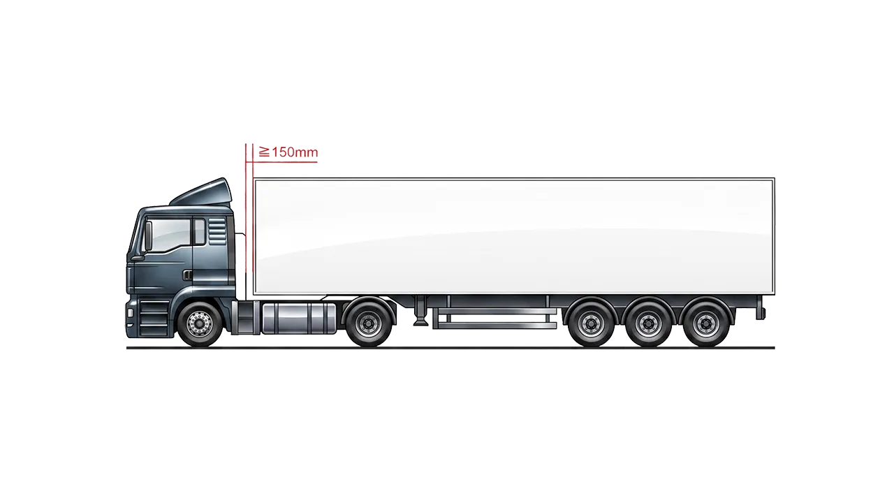 Schéma du recul de sellette Fx et du dégagement minimum tracteur semi-remorque