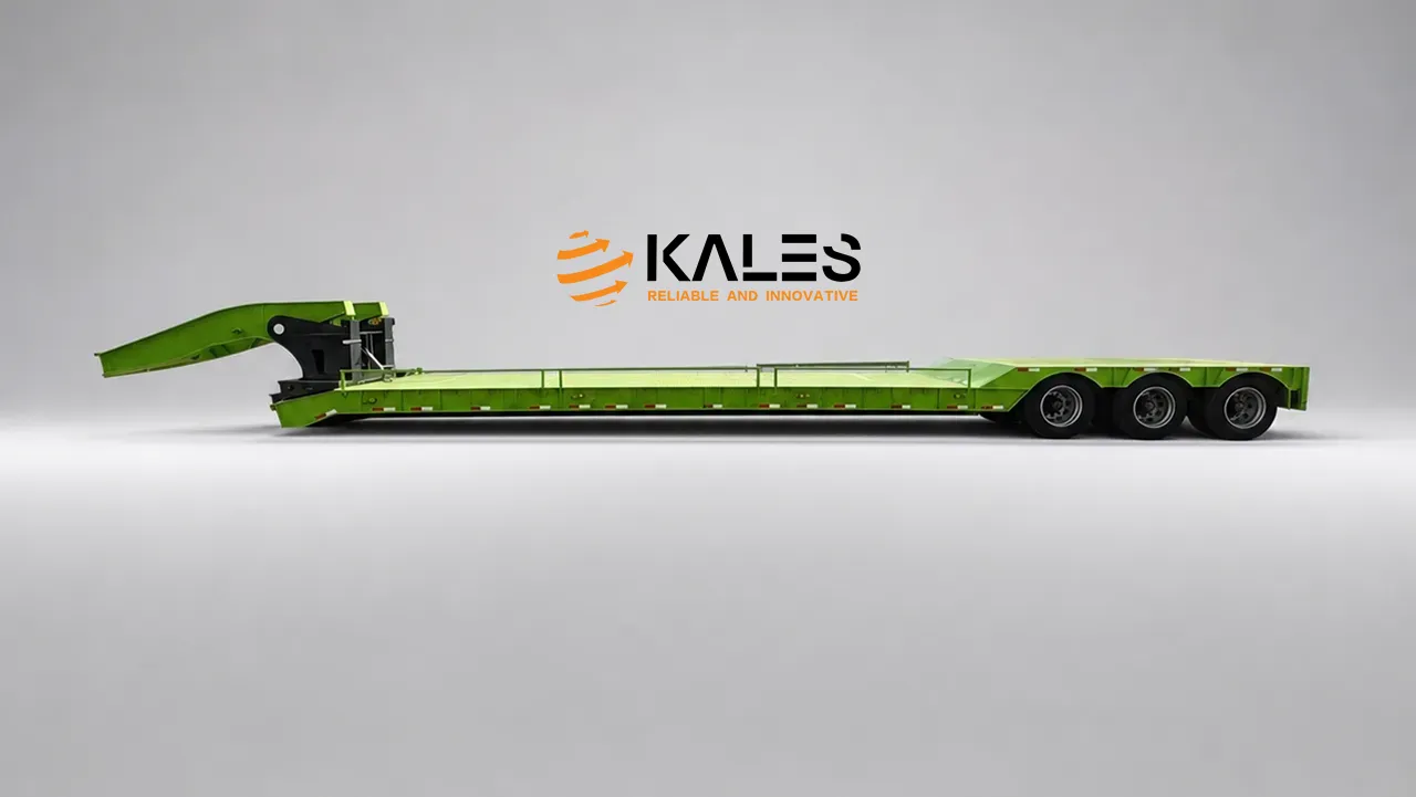 Châssis KALES de semi-remorque porte-char à col de cygne démontable avec plancher surbaissé pour engins lourds