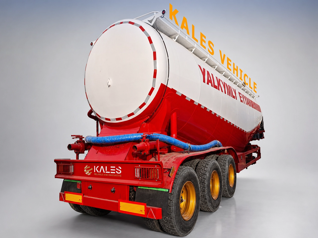 Kales 35m3 bulk cement tanker trailer rear 45-degree overall view for CIS and Central Asia