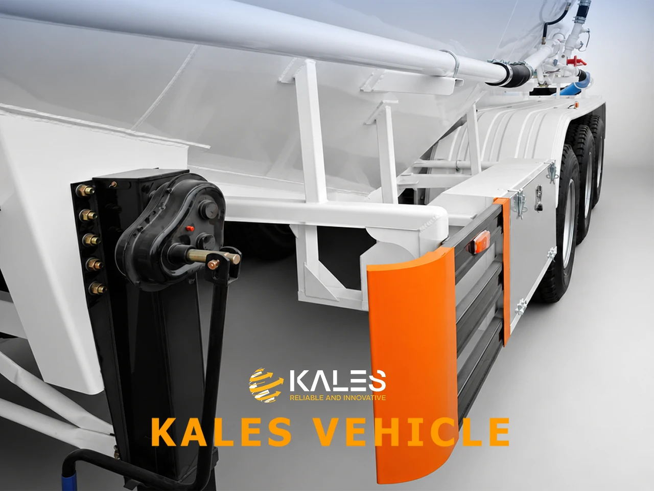 Bulk cement trailer heavy-duty landing gear close-up