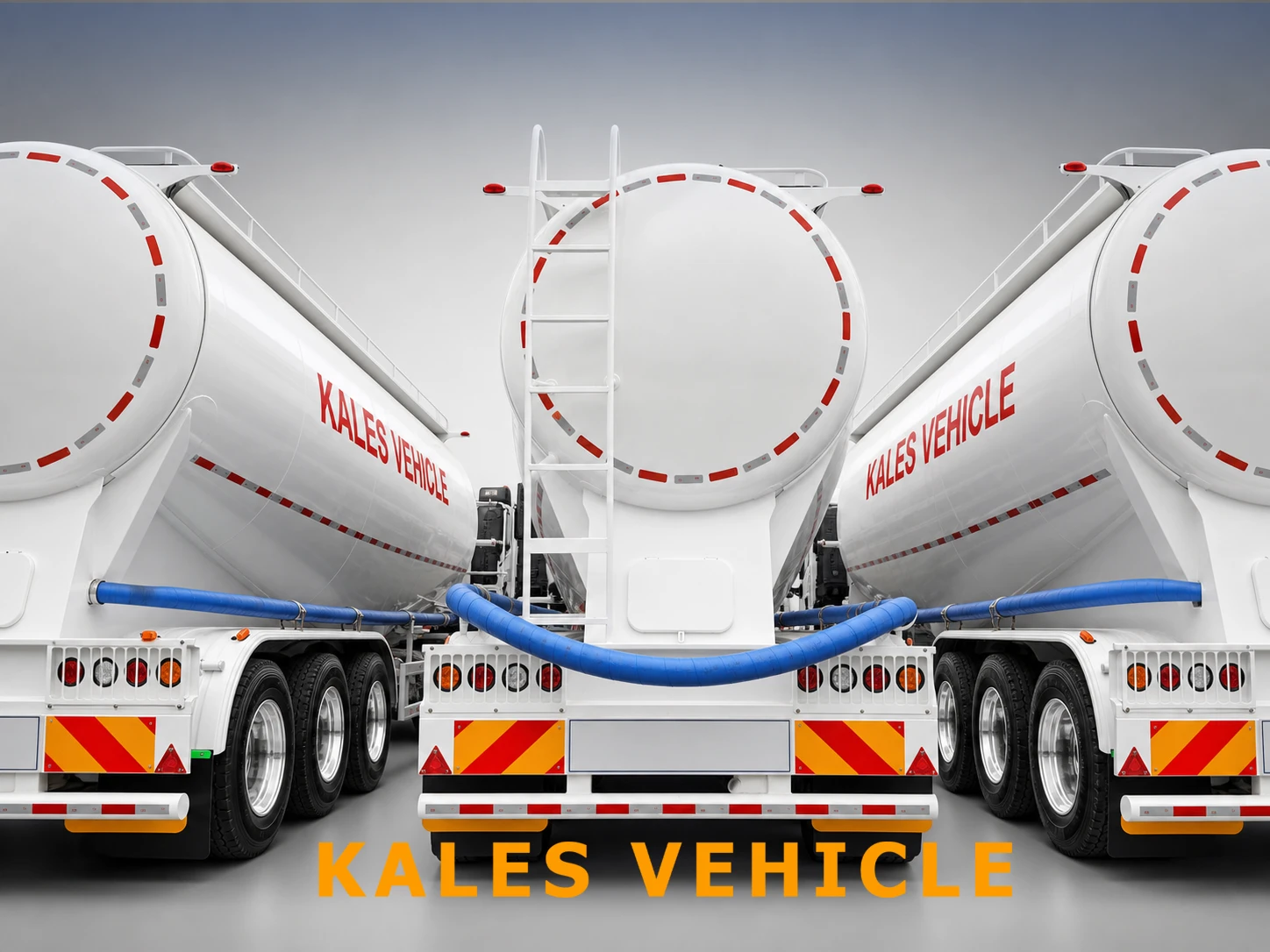 Dry bulk cement trailer rear lights ladder and protection