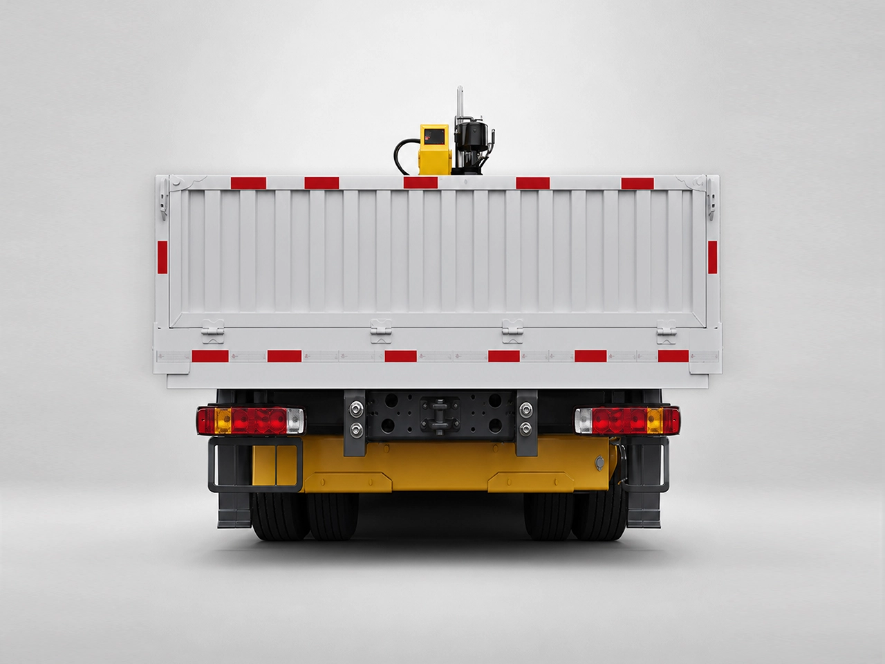 HOWO 14 ton truck mounted crane rear view showing outriggers and underrun protection