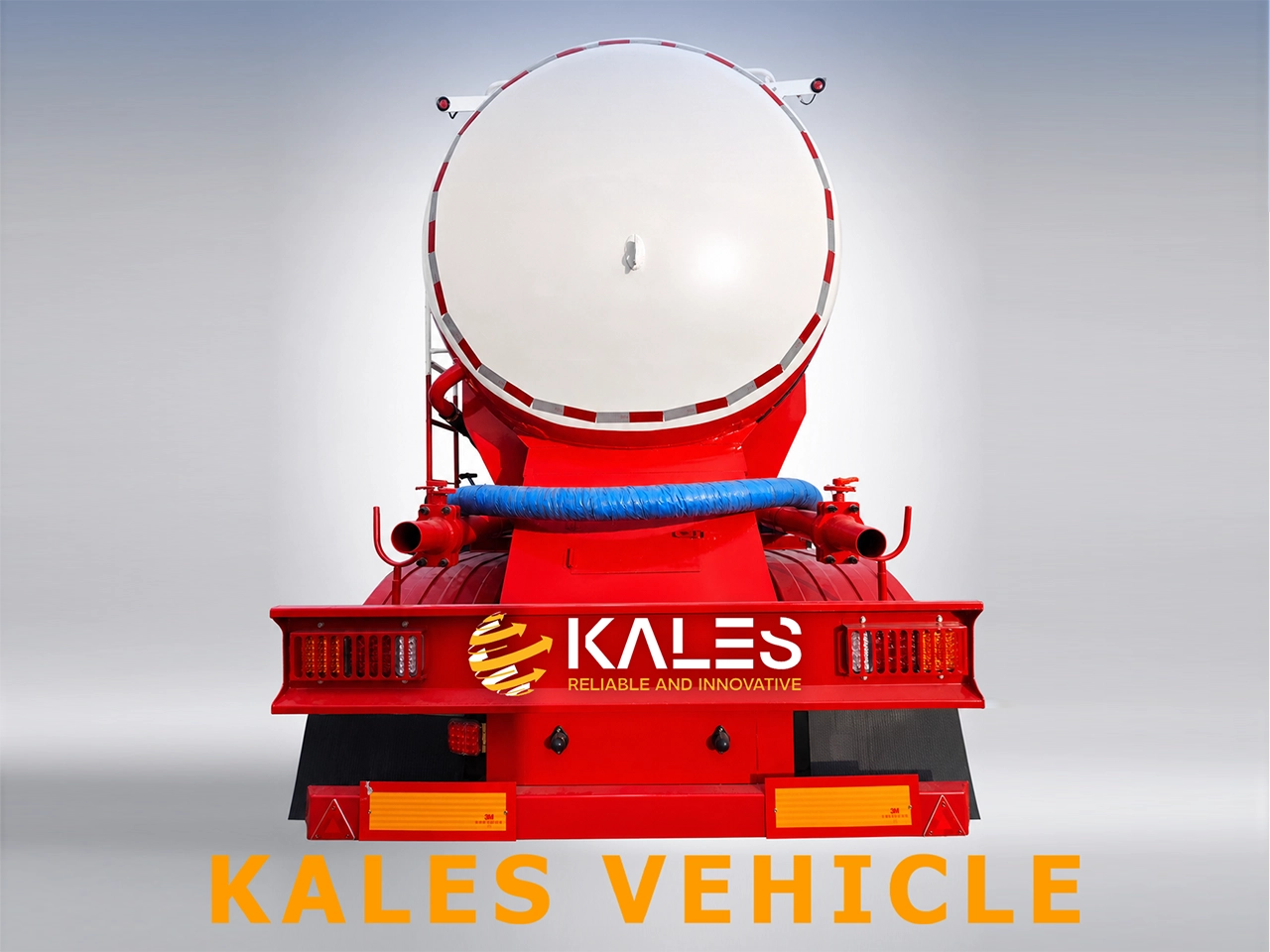 Kales pneumatic cement trailer rear view with LED lights and rear protection
