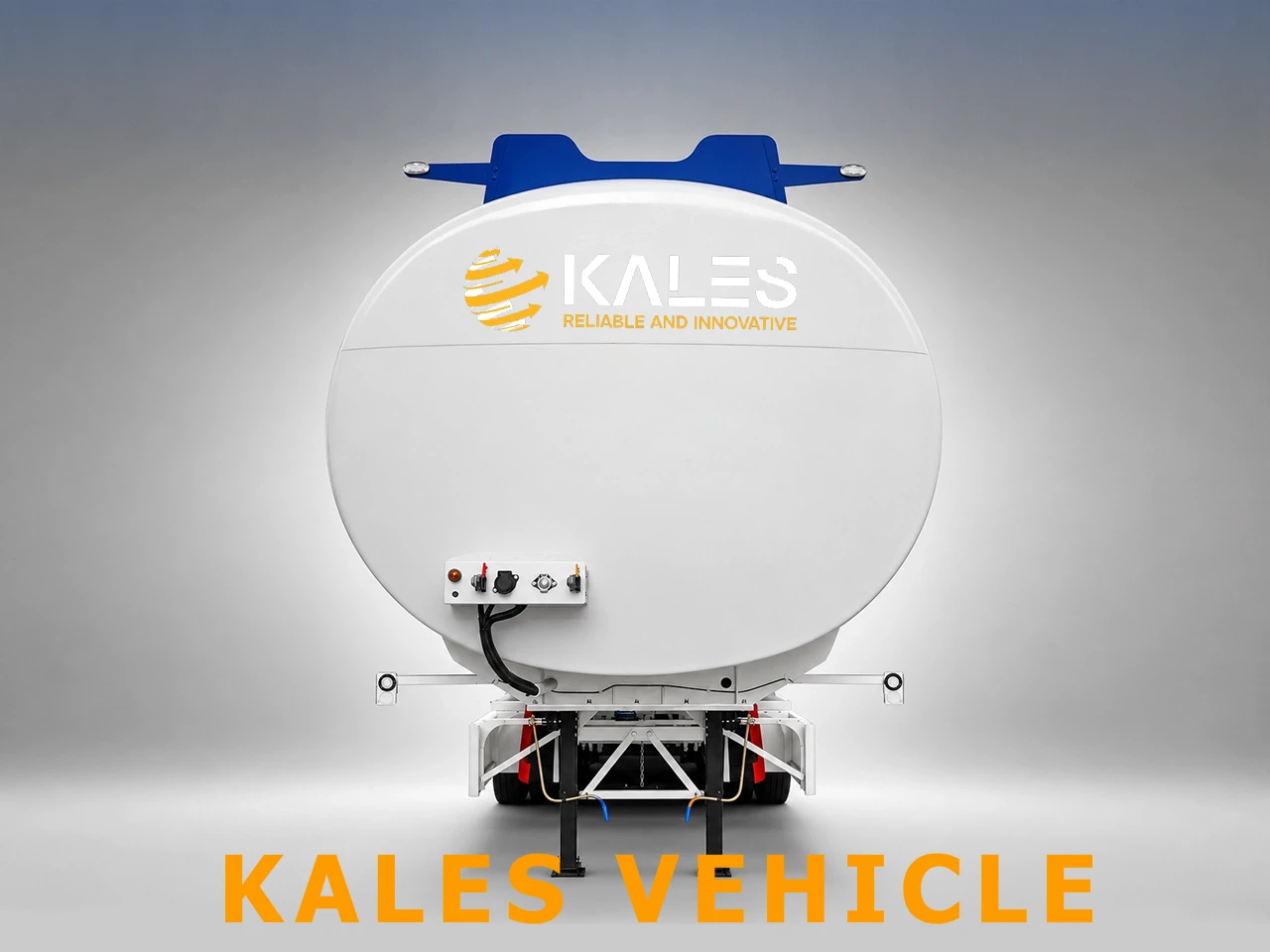 Front view of a 45,000L oil tank semi-trailer with coupling connections