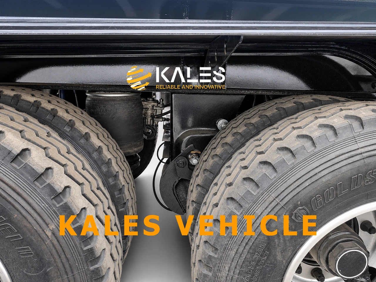 Front pneumatic air suspension lift axles on a Kales 5 axle dumper