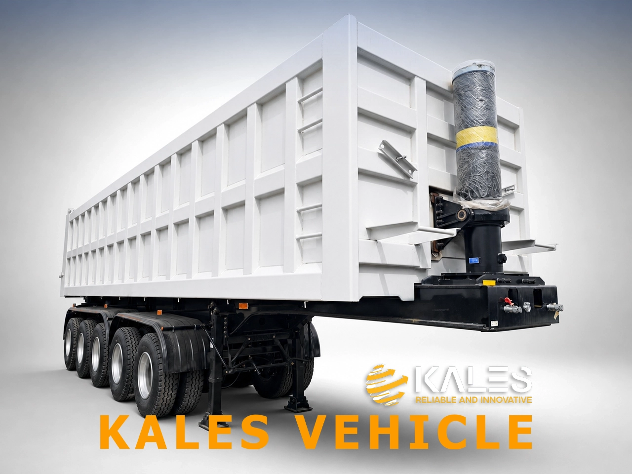 Side guard toolbox and access ladder on a Kales 5 axle mining dumper