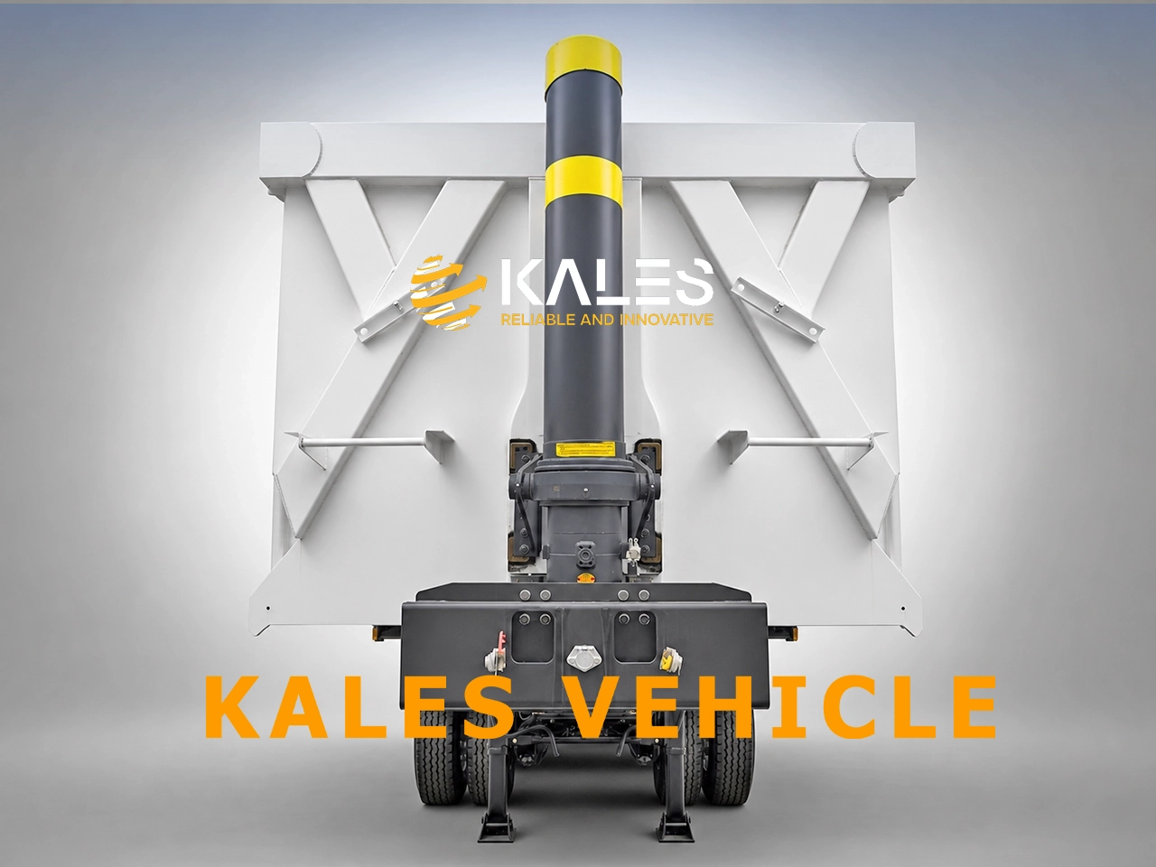 Hyva FC hydraulic cylinder front view on a Kales mining tipper