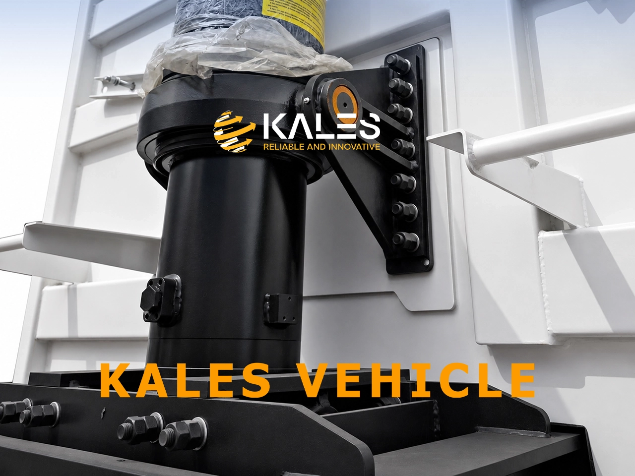 Reinforced gooseneck Hyva cylinder bracket on a Kales 100 ton tipper