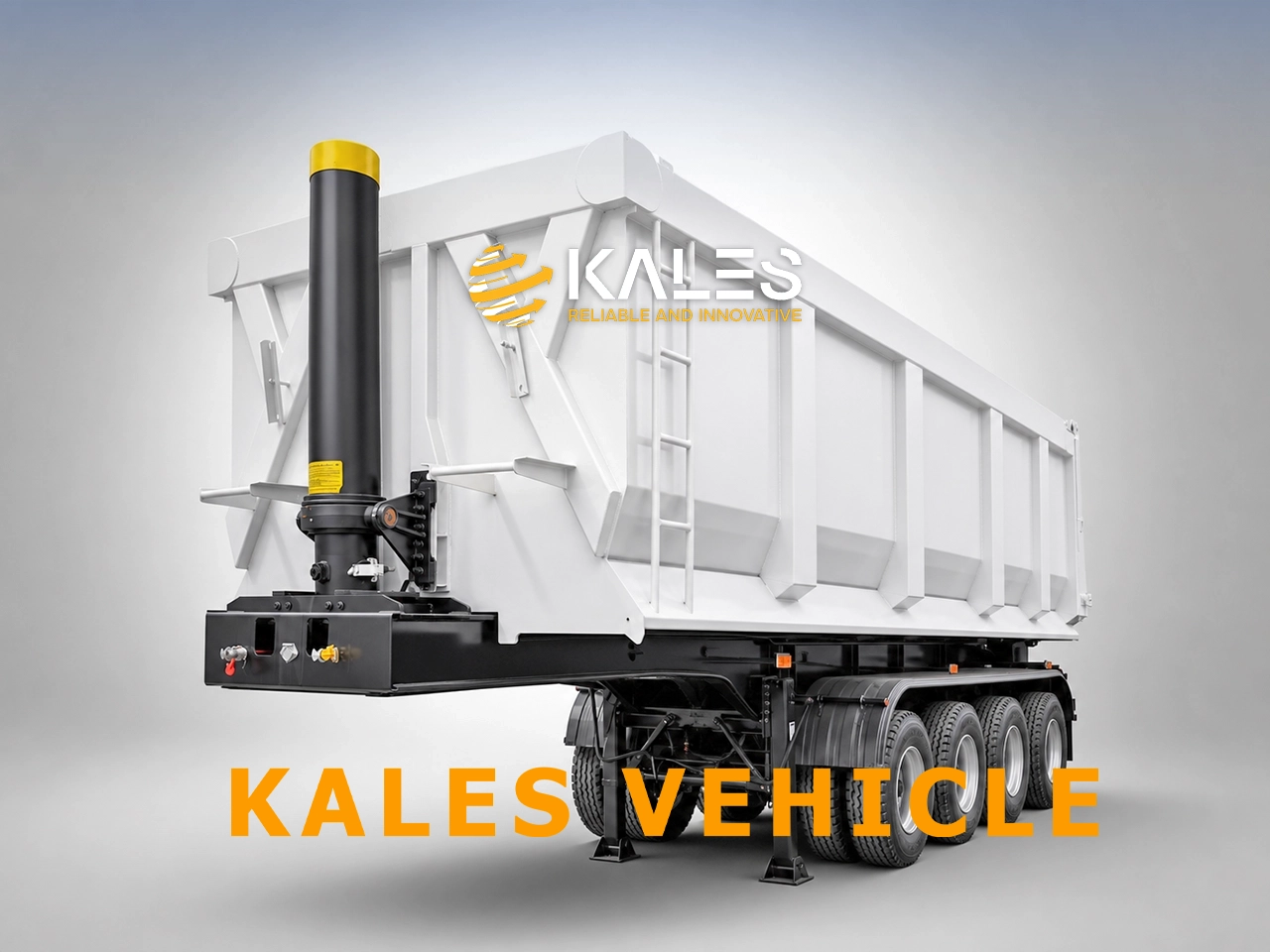Side guard ladder and toolbox on a Kales mining tipper trailer