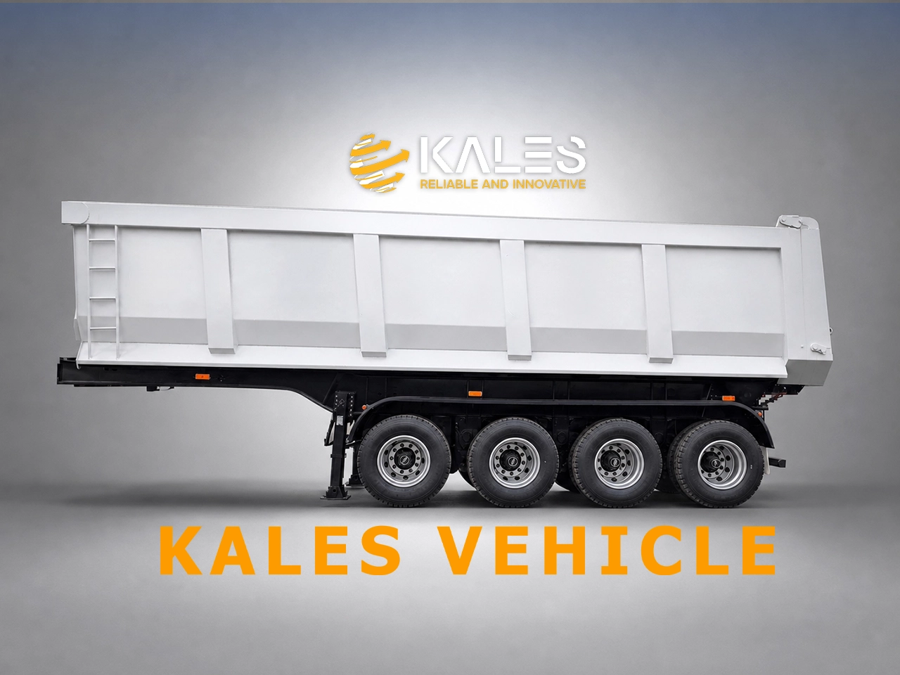 U-shape NM500 steel dump body side view on a Kales 4 axle tipper trailer