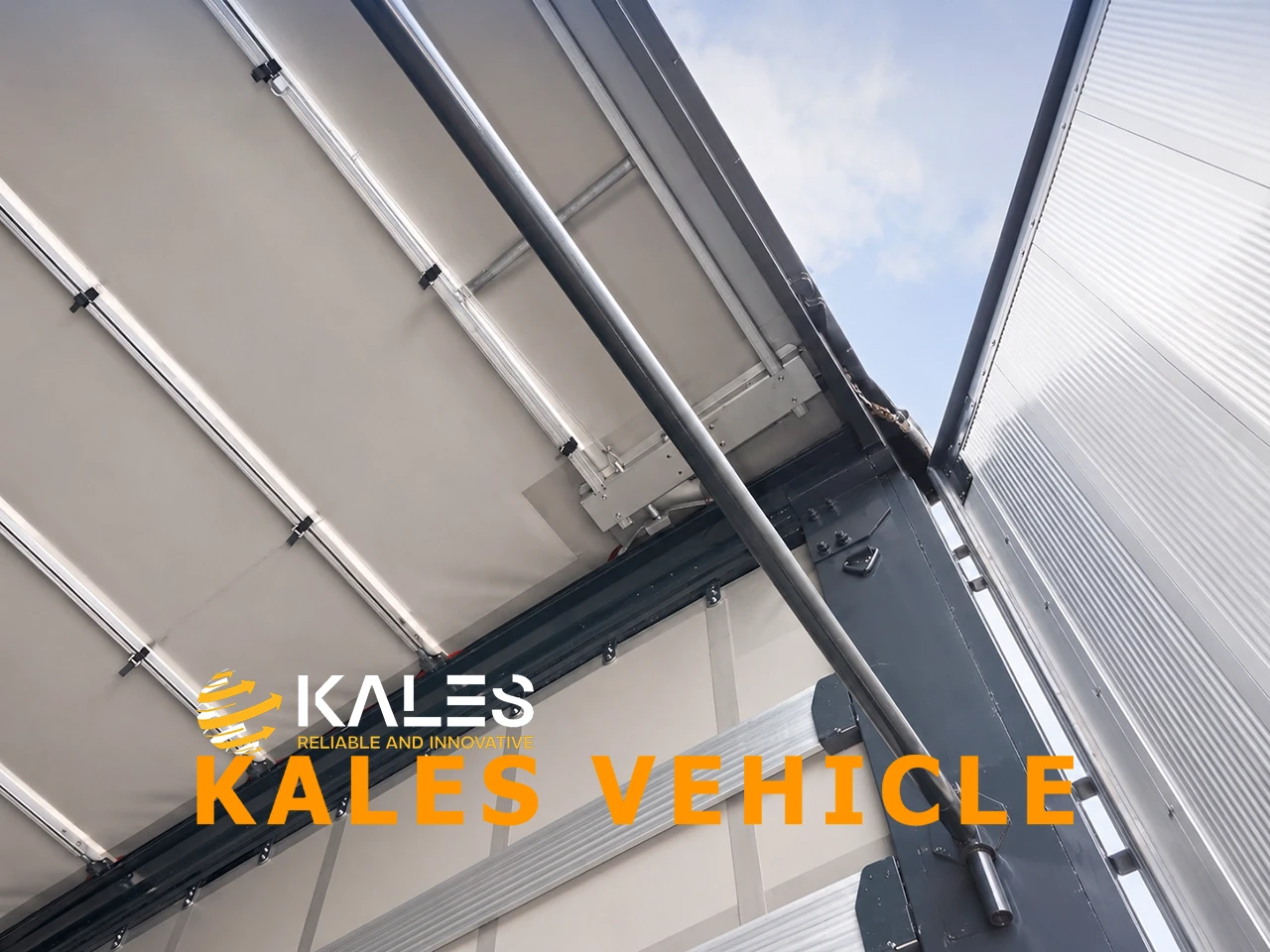 Kales curtain-side semi-trailer reinforced rear door frame showing heavy-duty door hinges and TIR customs sealing locks